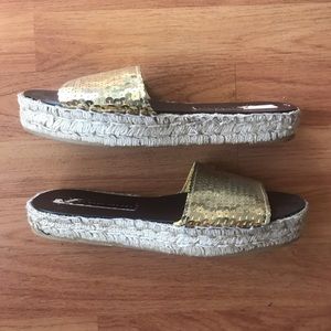 Marc by Marc Jacobs Gold Sequin Platform Sandal